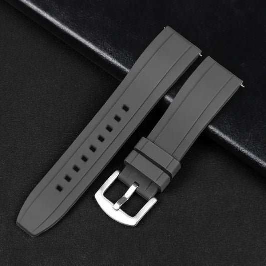 Λουράκι Σιλικόνης Γκρι Πολύ Μαλακό Μόνης Ράβδωσης 20mm Χιλιοστά Quick Release