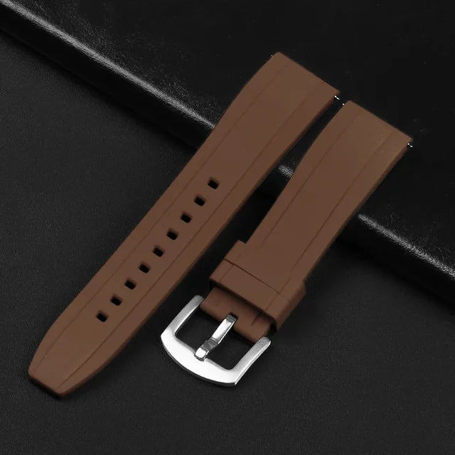 Λουράκι Σιλικόνης Καφέ Πολύ Μαλακό Μόνης Ράβδωσης 20mm Χιλιοστά Quick Release