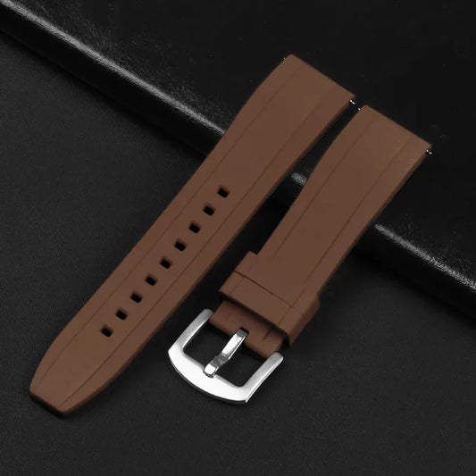 Λουράκι Σιλικόνης Καφέ Πολύ Μαλακό Μόνης Ράβδωσης 20mm Χιλιοστά Quick Release