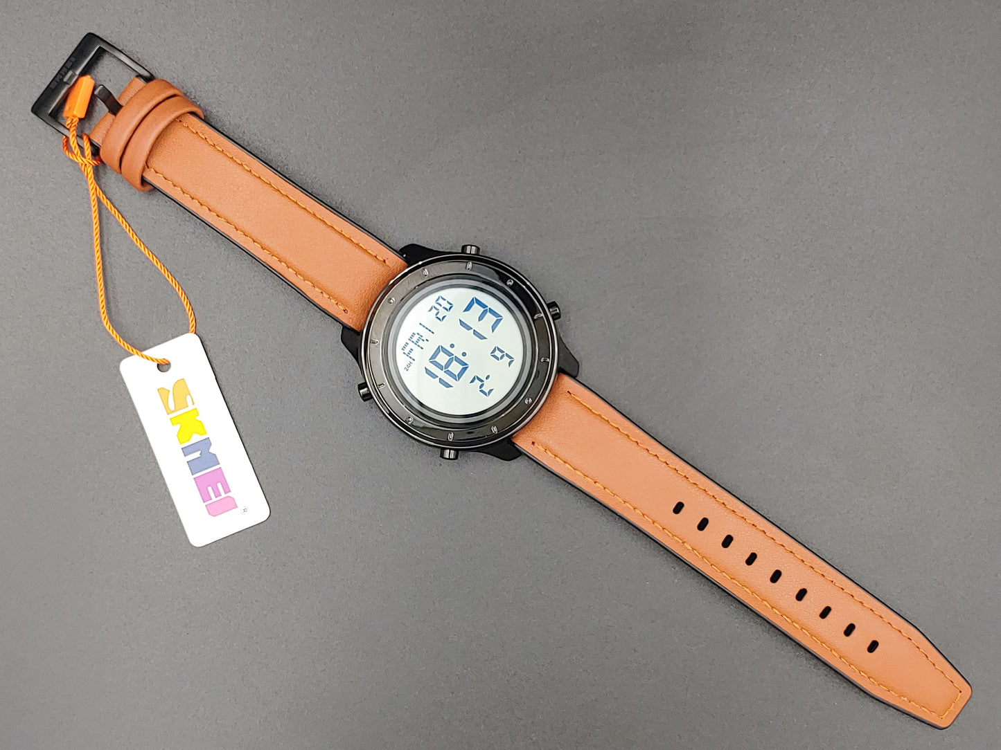 Skmei 1864 Μαύρο με Καφέ Λουράκι και Λευκη Οθόνη