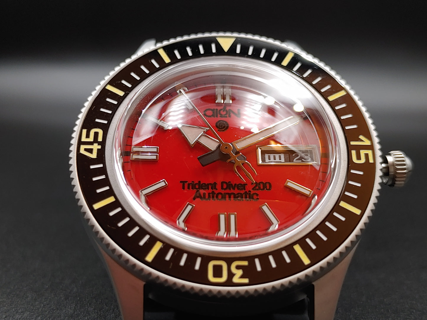 Aion Αιων Trident Diver 200 Ερυθρο-Κοκκινο Ημερα Ημερομηνια