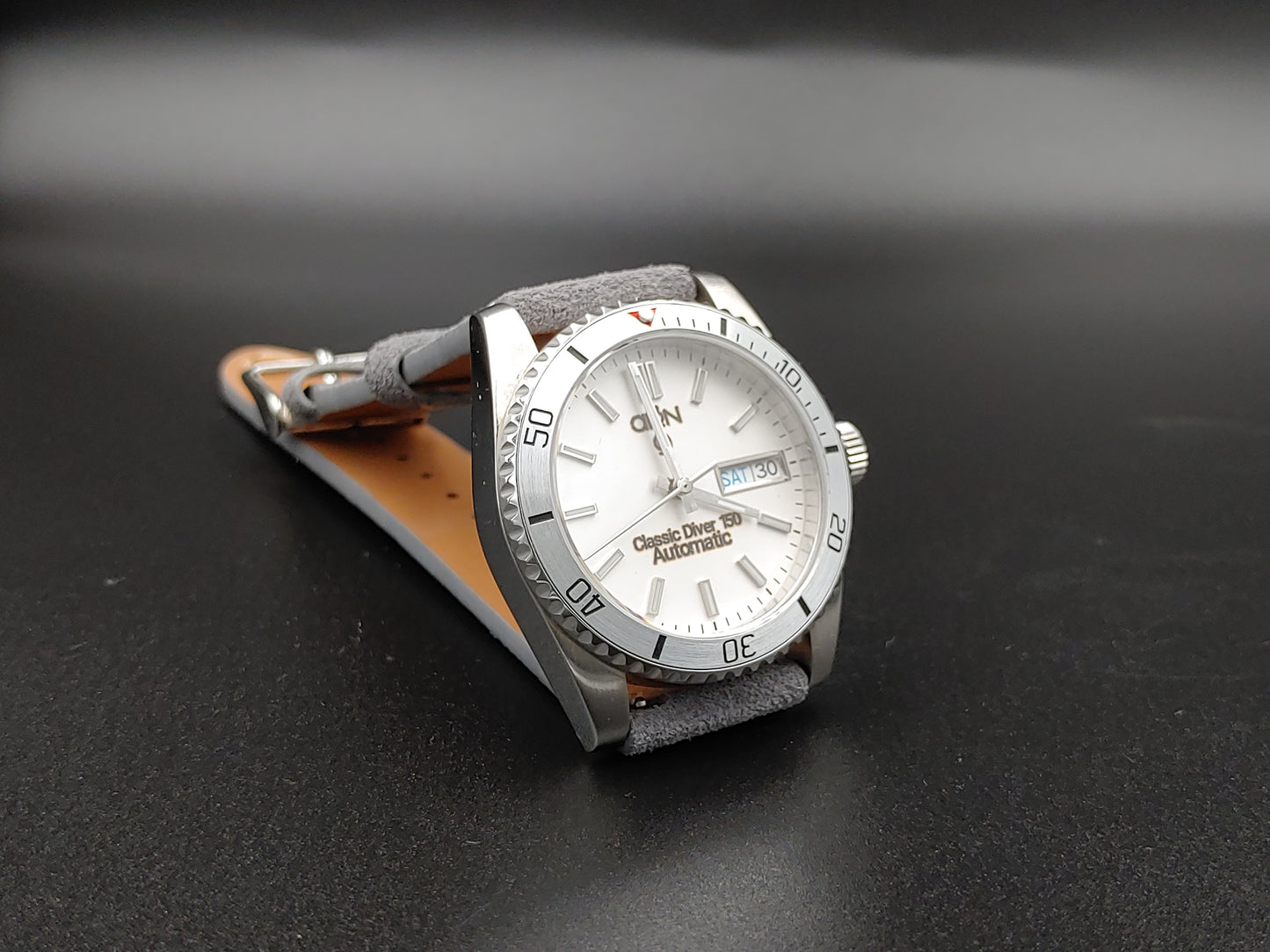 Aion Αιων Classic Diver Ασημι 150M 15 ATM 36mm Reimagined Line Γαλαζιο Ημερα Ημερομηνια