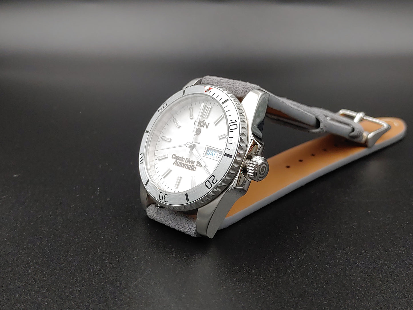 Aion Αιων Classic Diver Ασημι 150M 15 ATM 36mm Reimagined Line Γαλαζιο Ημερα Ημερομηνια