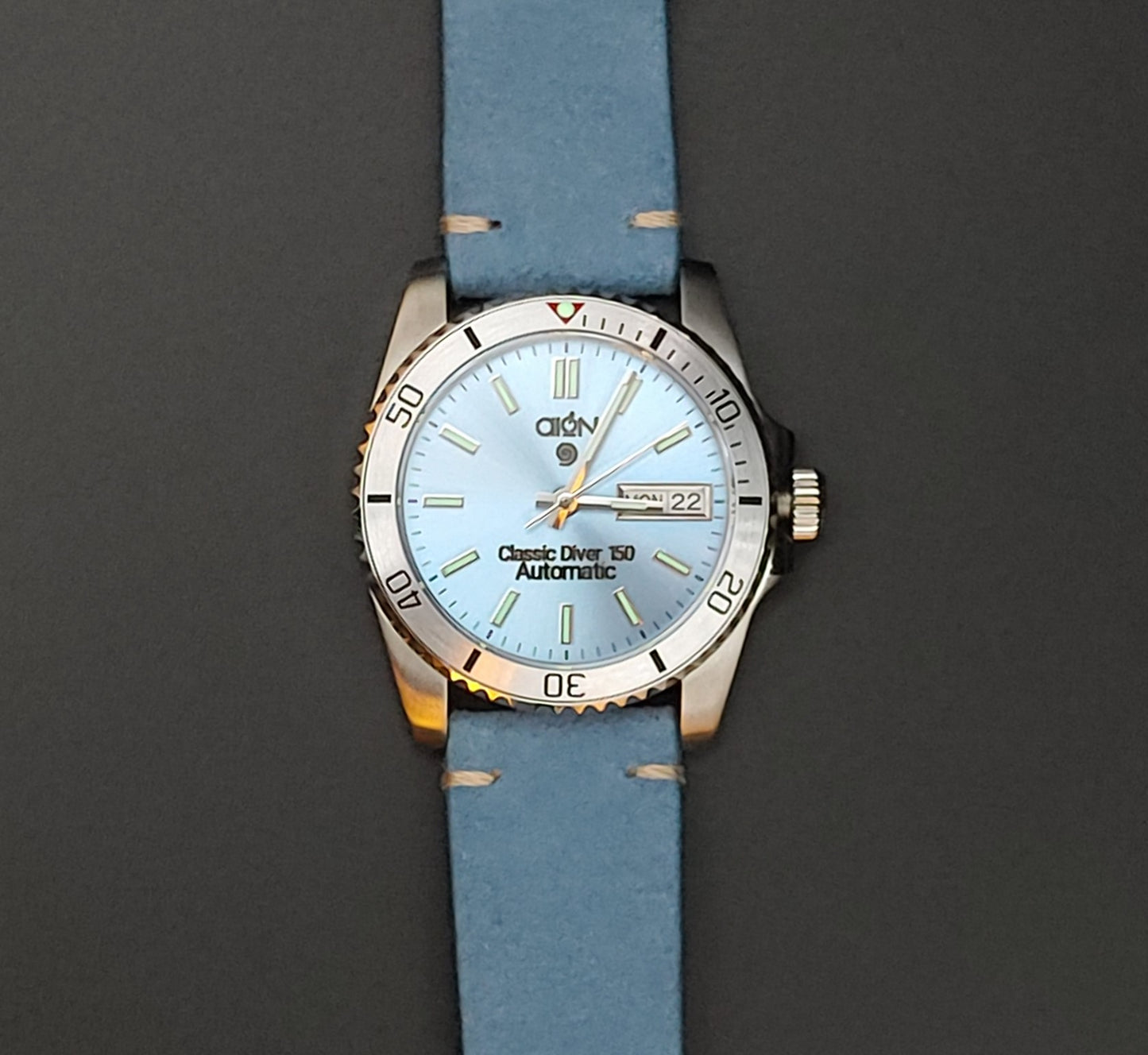 Aion Αιων Classic Diver Γαλαζιο 150M 15 ATM 36mm Reimagined Line Γαλαζιο Ημερα Ημερομηνια