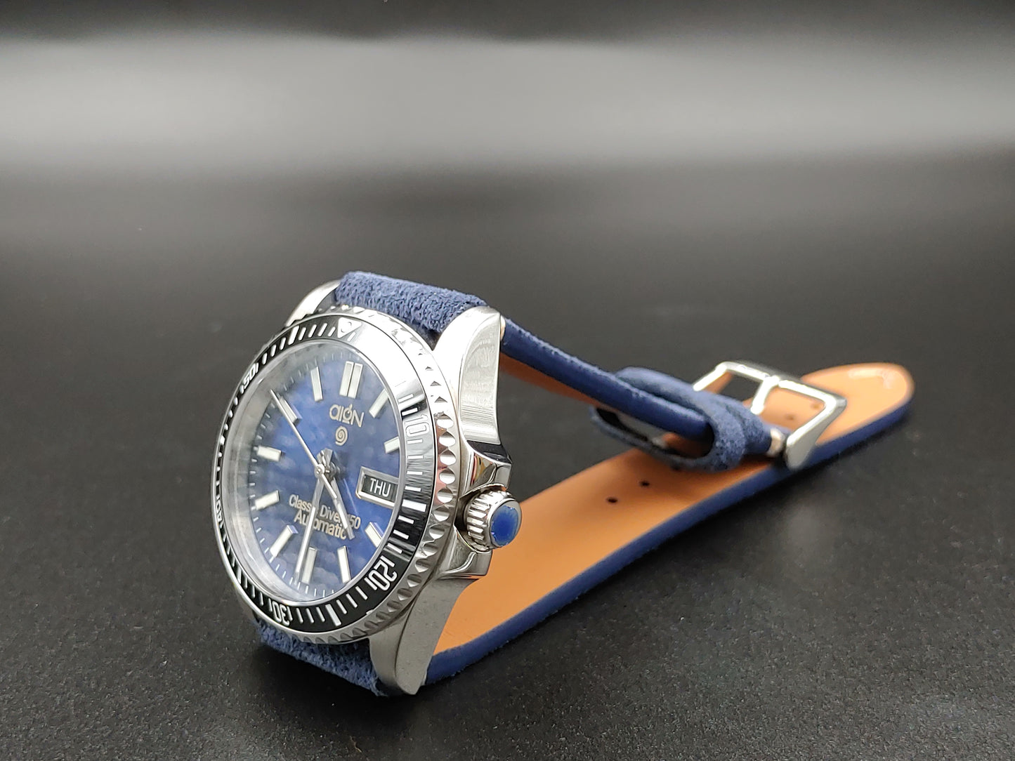 Aion Αιων Classic Diver Κυανο Μαυρο 150M 15 ATM 36mm Reimagined Line Γαλαζιο Ημερα Ημερομηνια