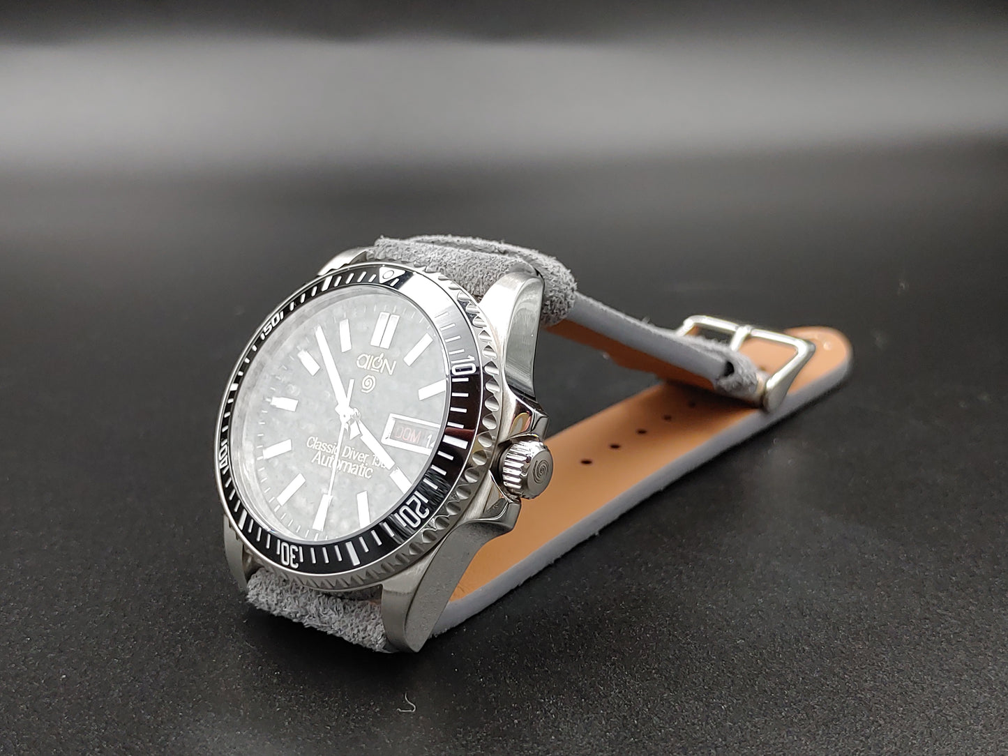Aion Αιων Classic Diver Μαυρο 150M 15 ATM 36mm Reimagined Line Γαλαζιο Ημερα Ημερομηνια