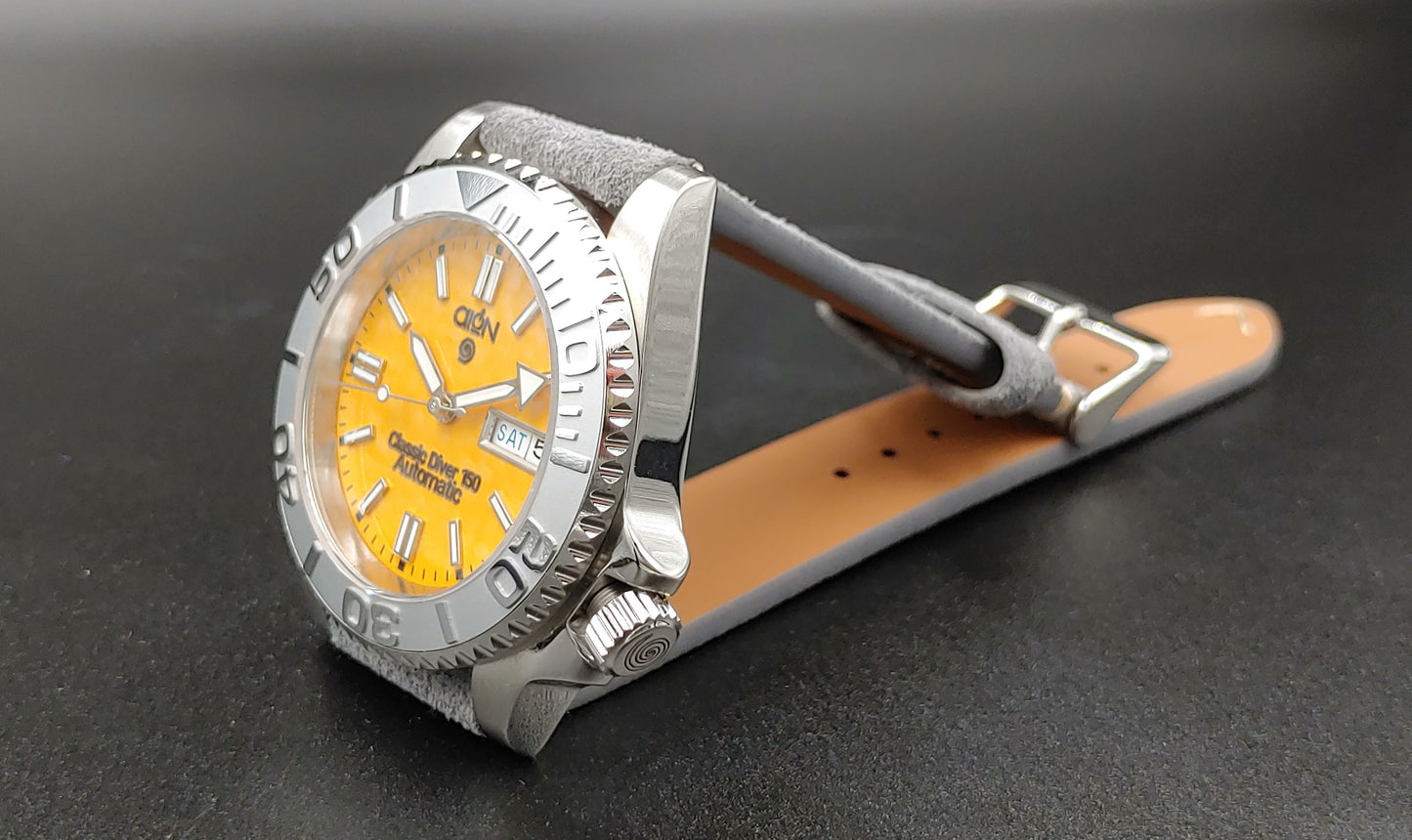 Aion Αιων Classic Diver 150M 3.8 Reimagined Line Κιτρινο Ημερα Ημερομηνια