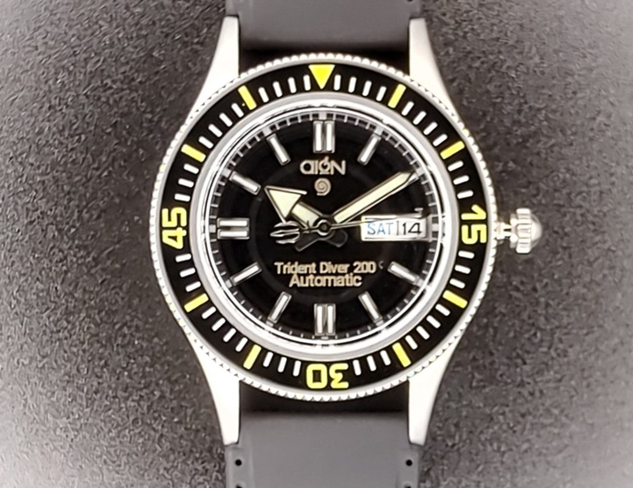 Aion Αιων Trident Diver 200 Μελανο-Μαυρο Ημερα Ημερομηνια