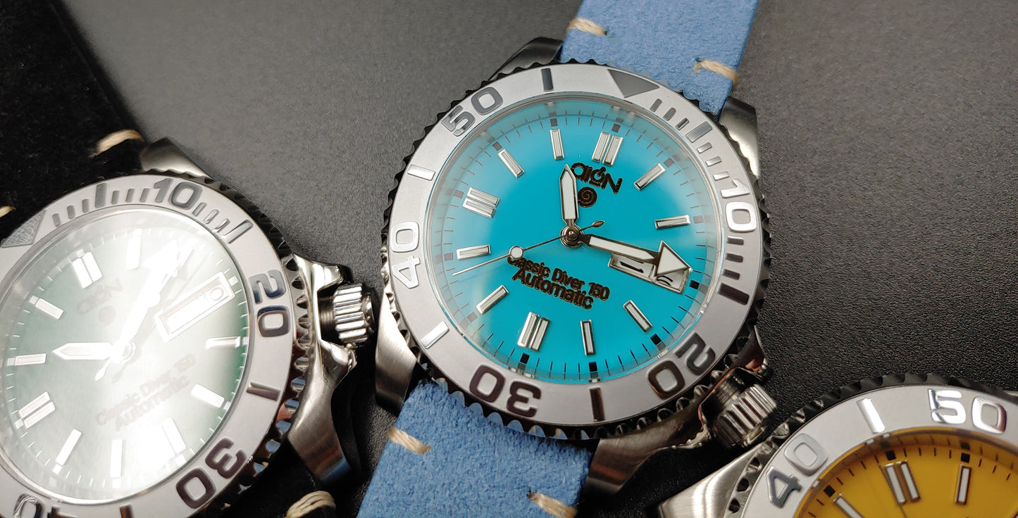 Aion Αιων Classic Diver 150M 3.8 Reimagined Line Γαλαζιο Ημερα Ημερομηνια