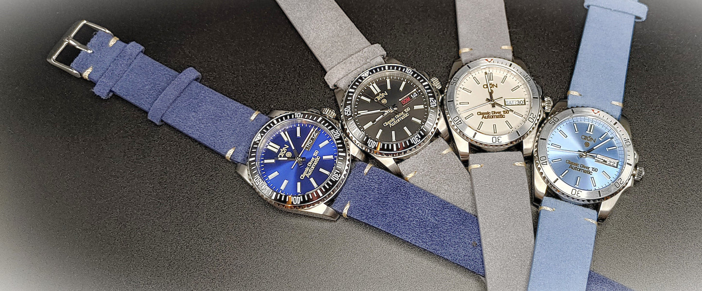 Aion Αιων Classic Diver Μαυρο 150M 15 ATM 36mm Reimagined Line Γαλαζιο Ημερα Ημερομηνια