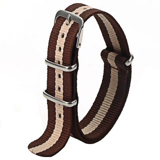 20mm χιλιοστά αναπνεύσιμο υψηλής ποιότητας Ενισχυμένο Λουράκι ΝΑΤΟ σε Μπεζ Καφέ