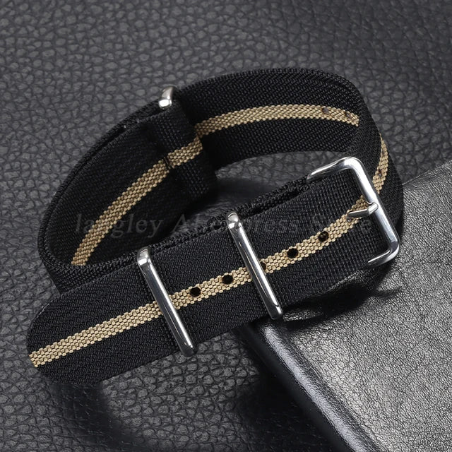 18mm χιλιοστά αναπνεύσιμο υψηλής ποιότητας Λουράκι ΝΑΤΟ σε Μαύρο Χρυσό χρώμα με Λεπτό Κούμπωμα