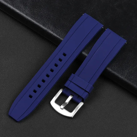 Λουράκι Σιλικόνης Κυανό-Μπλέ Πολύ Μαλακό Μόνης Ράβδωσης 20mm Χιλιοστά Quick Release