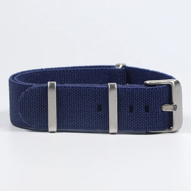 Κυανο - Μπλε ελαστικό λουράκι Nato Ριγέ 22mm Χιλιοστά με αγκράφα