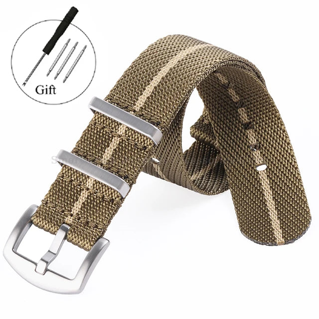 22mm Χιλιοστά Πράσινο Μπέζ Υφαντό Νάιλον ΝΑΤΟ Λουράκι