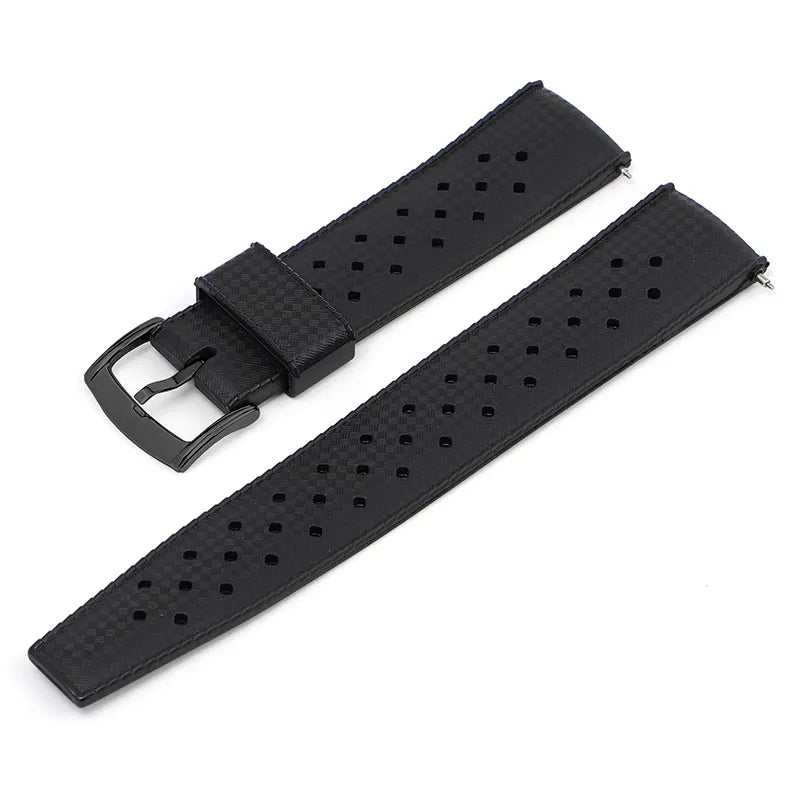 Μαύρο λουράκι σιλικόνης 22mm χιλιοστών Diver αδιάβροχο τροπικό στυλ Με Μαύρη Πόρπη Quick Release Durable Long Life