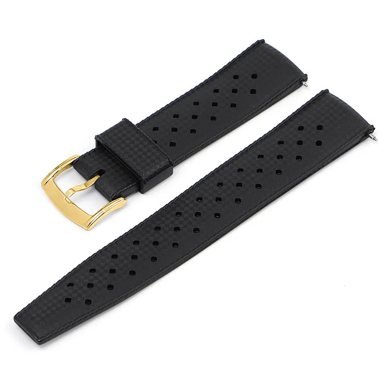 Μαύρο λουράκι σιλικόνης 22mm χιλιοστών Diver αδιάβροχο τροπικό στυλ Με Χρύση Πόρπη Quick Release Durable Long Life