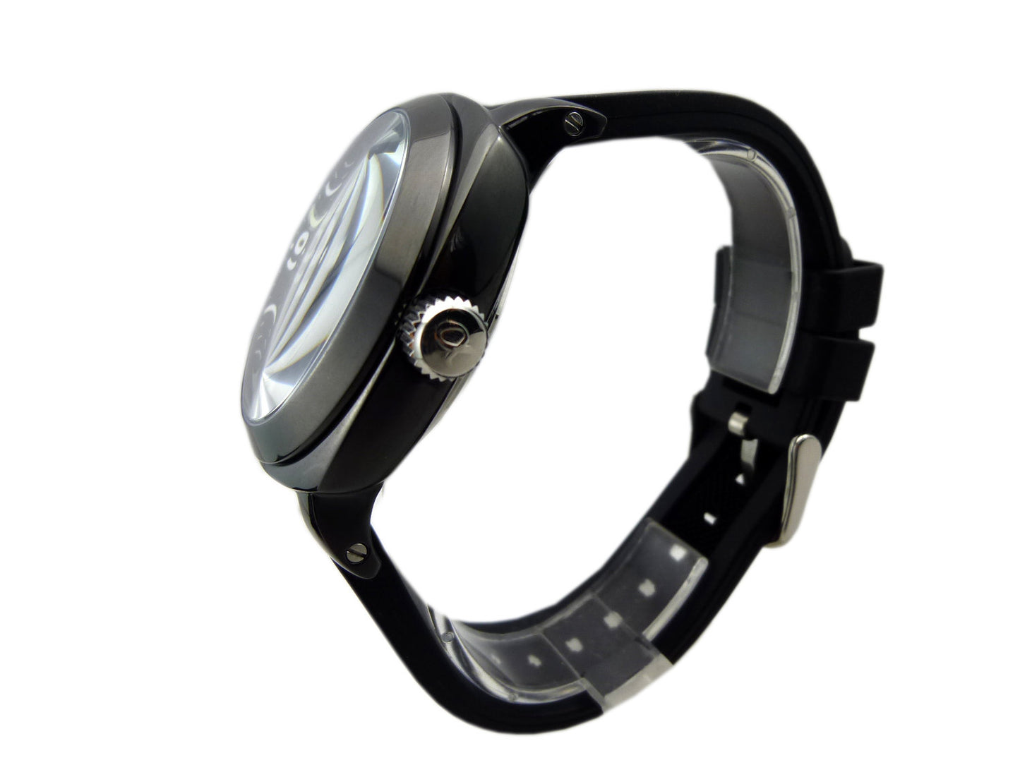 Alpha α 1993 Αυτόματο Μαύρο Γυαλιστερό Αυτόματο Μαύρο Καουτσούκ Λουράκι και Μαύρο Καντράν με Ημερομηνία και Ημέρα