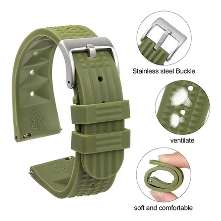 Μαυρο Λουρακι Σιλικονης 22mm Waffle Πολυ Μαλακα Quick Release