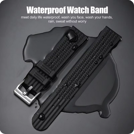 Μαυρο Λουρακι Σιλικονης 22mm Waffle Πολυ Μαλακα Quick Release