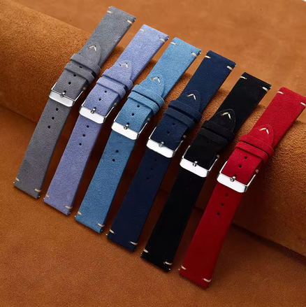 22mm Χιλιοστα Suede Μαύρο Δερμάτινο λουράκι Βελουτέ Quick Release