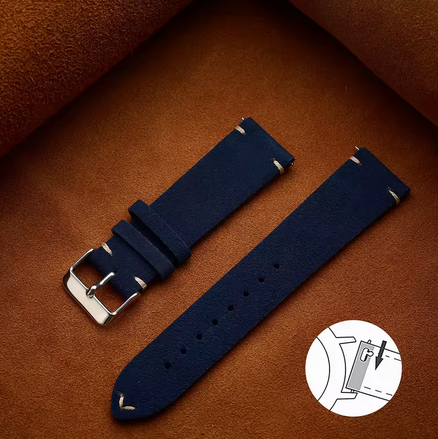 20mm Χιλιοστα  Suede Κυανό Δερμάτινο λουράκι Βελουτέ Quick Release
