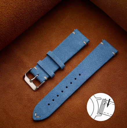 20mm Χιλιοστα  Suede Γαλάζιο Δερμάτινο λουράκι Βελουτέ Quick Release