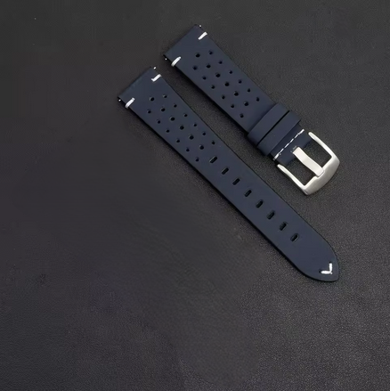 Κυανο - Μπλε Βαθυ Μαλακο Δερματινο Λουρακι Με τρυπες 20mm Τυπου Rally Quick Release