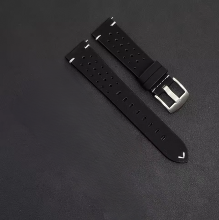 Μαυρο Μαλακο Δερματινο Λουρακι Με τρυπες 20mm Τυπου Rally Quick Release