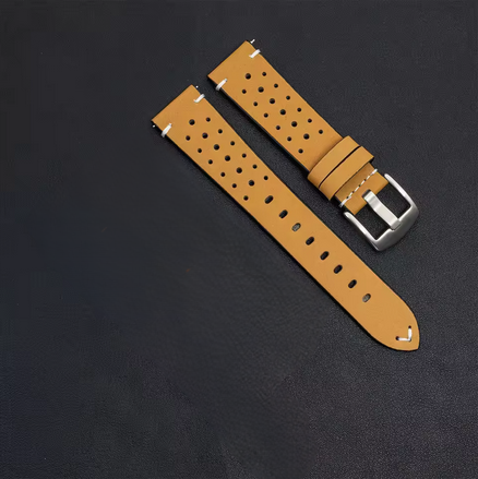 Καφε Ανοιχτο Μαλακο Δερματινο Λουρακι Με τρυπες 20mm Τυπου Rally Quick Release