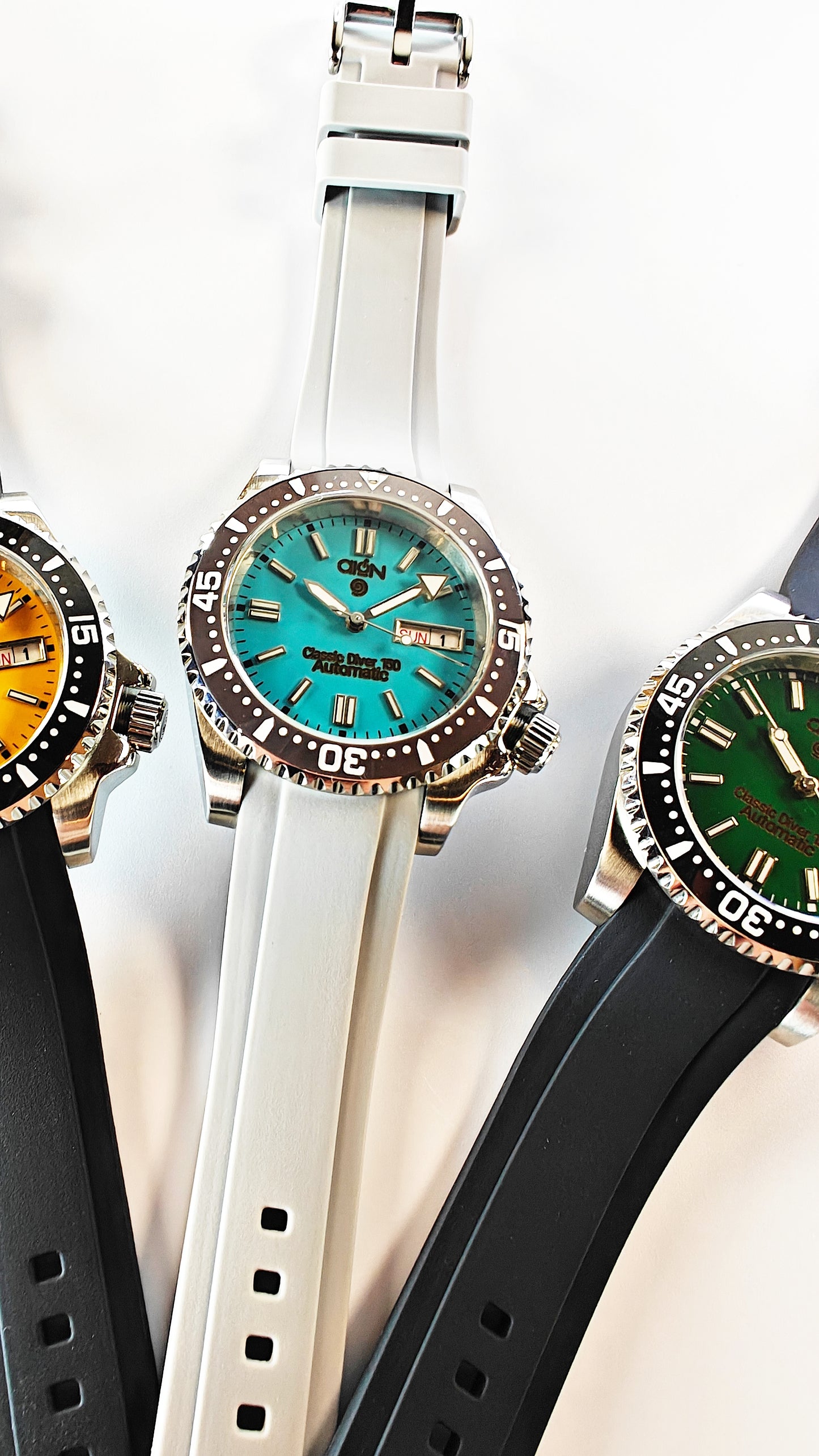 Aion Αιων Classic Diver 150M 3.8 Reimagined Line Γαλαζιο Ημερα Ημερομηνια