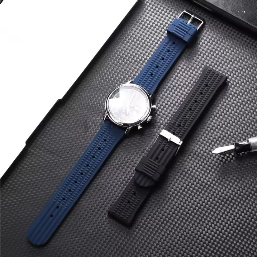 Μαυρο Λουρακι Σιλικονης 22mm Waffle Πολύ Μαλακο