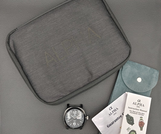 Alpha α 1993 Αυτόματο Μαύρο Αυτόματο Με Οκτώ Λουράκια και Μαύρο Καντράν με Ημερομηνία και Ημέρα