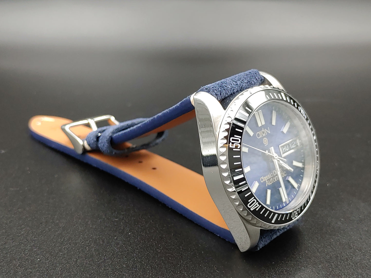 Aion Αιων Classic Diver Κυανο Μαυρο 150M 15 ATM 36mm Reimagined Line Γαλαζιο Ημερα Ημερομηνια