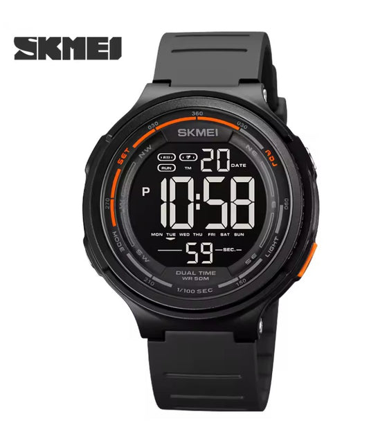 Skmei 1841 Μαύρο Αθλητικό Ρολόι με Λουράκι Σιλικόνης Πολλαπλών Λειτουργιών Μαύρη Οθόνη
