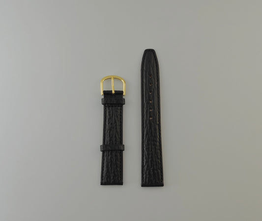 Μαύρο ανάγλυφο δερμάτινο λουράκι απο Calf skin σε 18 mm