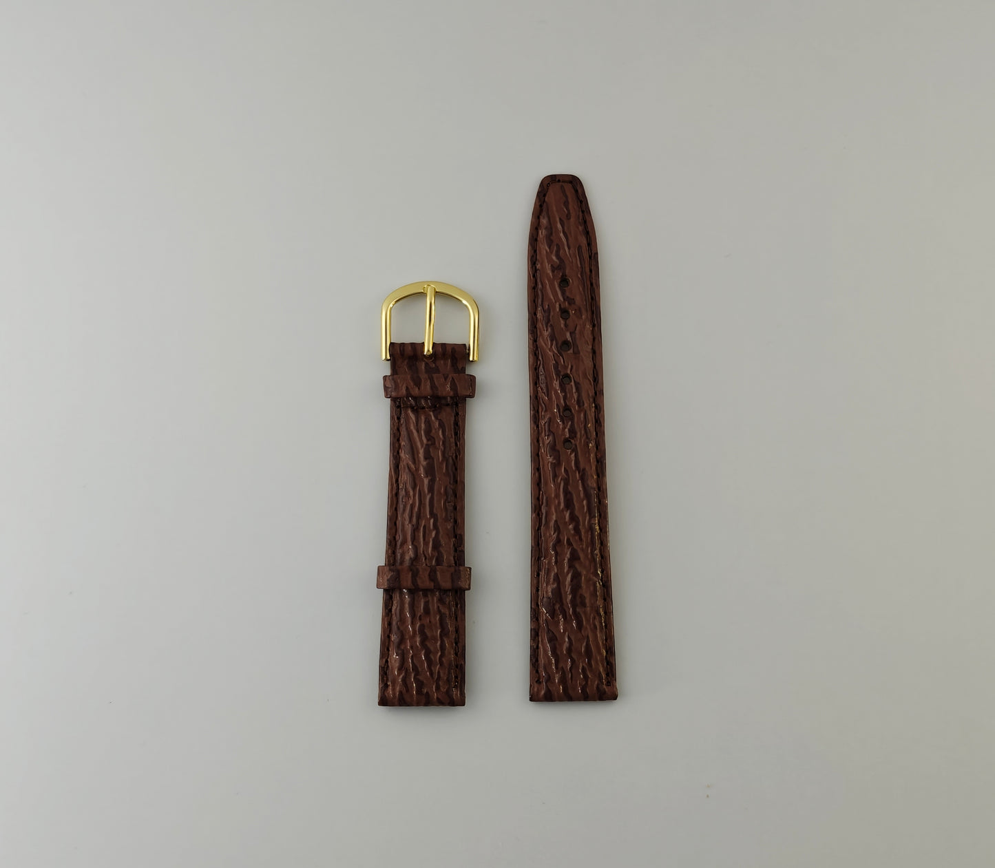 Καφέ ανάγλυφο δερμάτινο λουράκι απο Calf skin σε 18 mm