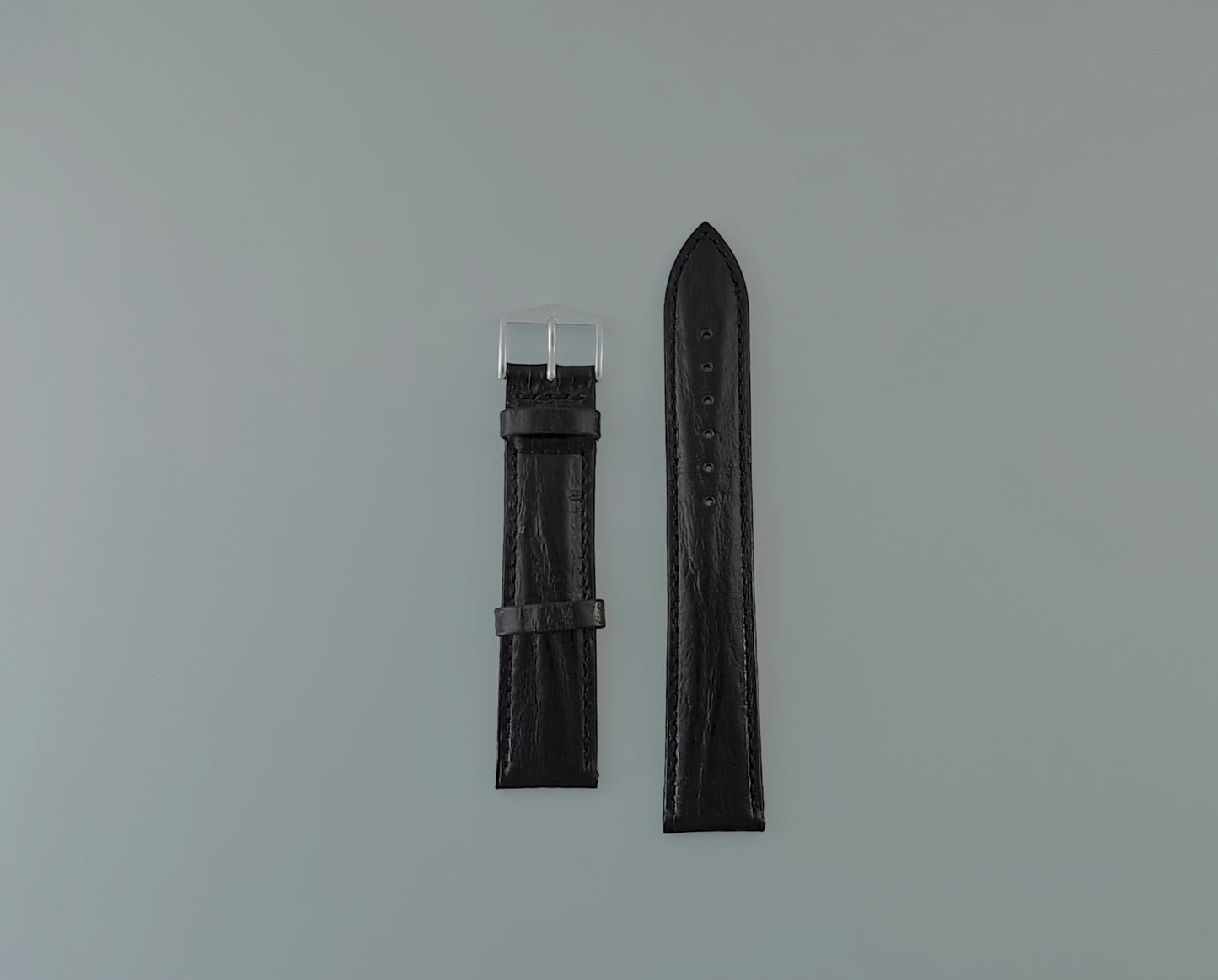 Μελανό ανάγλυφο δερμάτινο λουράκι απο Calf skin σε 20 mm