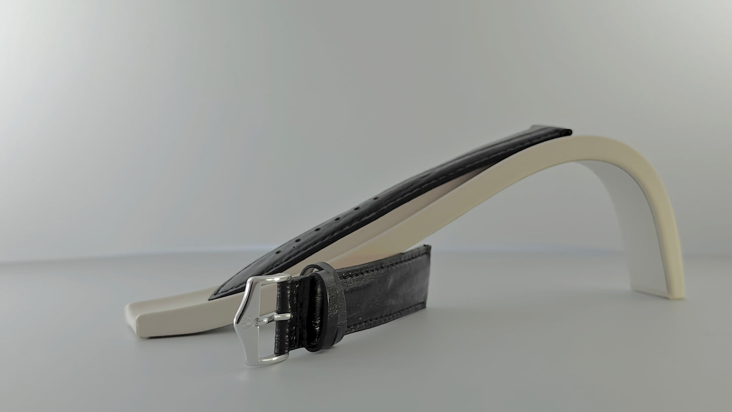 Μελανό ανάγλυφο δερμάτινο λουράκι απο Calf skin σε 20 mm
