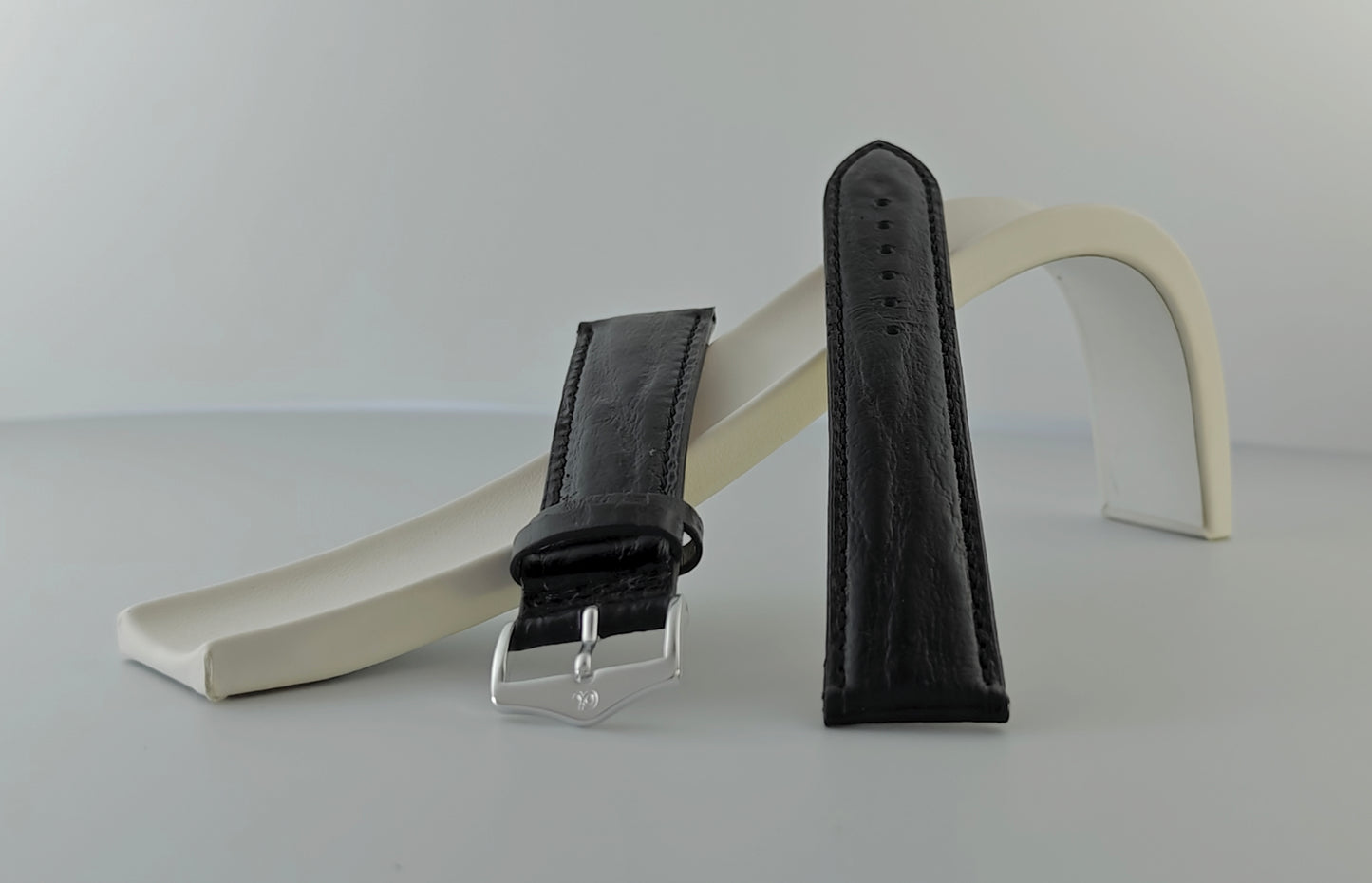 Μελανό ανάγλυφο δερμάτινο λουράκι απο Calf skin σε 20 mm
