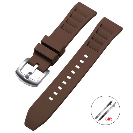 Λουράκι Σιλικόνης Καφέ Πολύ Μαλακό Με Χαράξεις Εφίδρωσης 20mm Quick Release