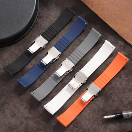 Γκρί Λουράκι Σιλικόνης Με Κούμπωμα Μονής Πεταλούδας 20mm Quick Release