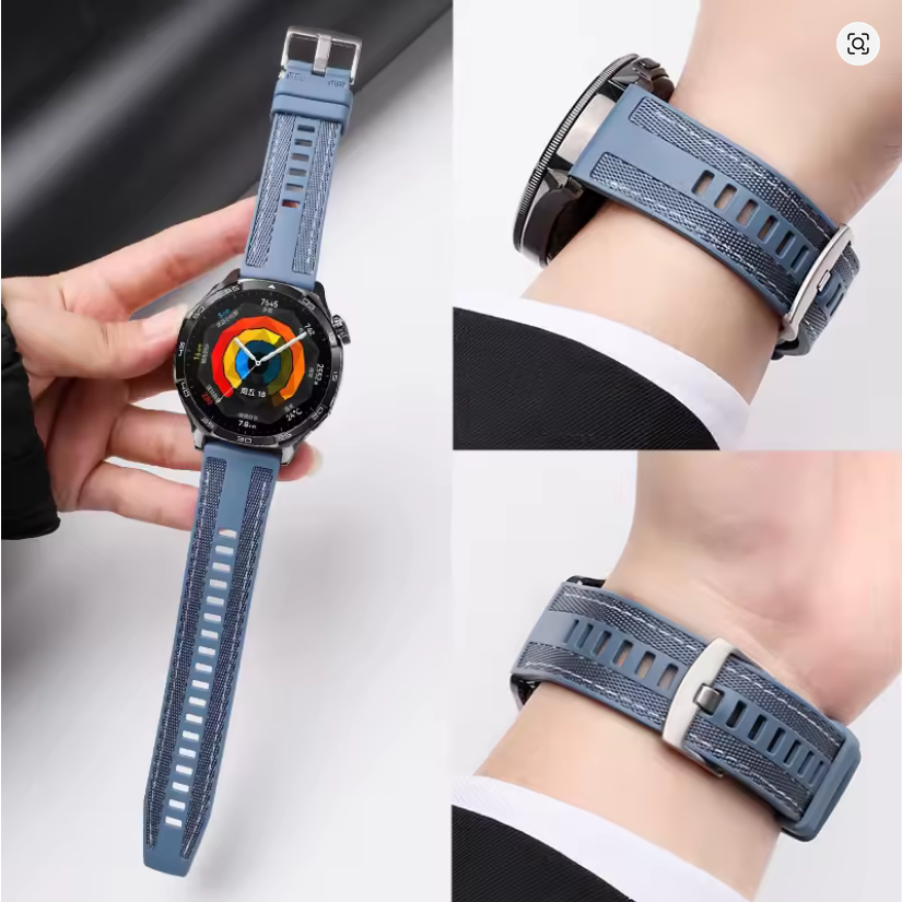 Μπέζ-Λευκό Λουράκι Σιλικόνης 20mm και για Samsung & Huawei Smart Watch
