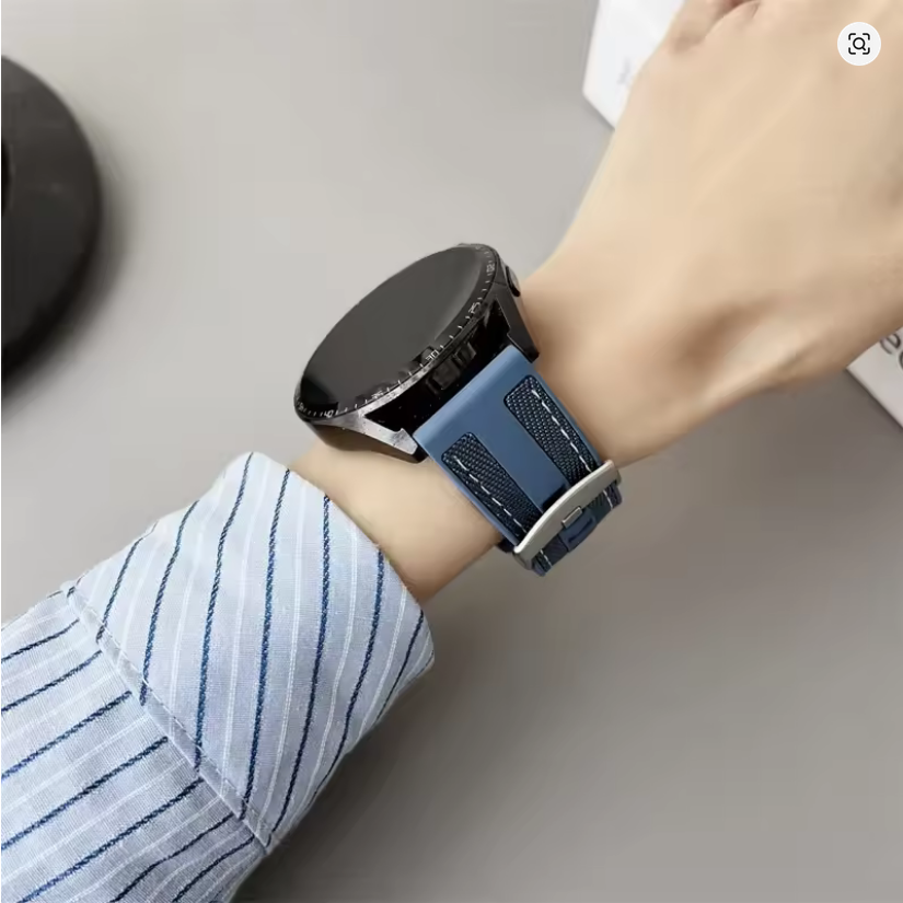 Μπέζ-Λευκό Λουράκι Σιλικόνης 20mm και για Samsung & Huawei Smart Watch