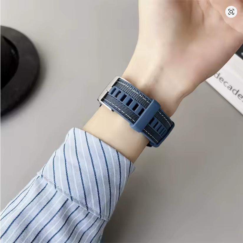 Μπέζ-Λευκό Λουράκι Σιλικόνης 20mm και για Samsung & Huawei Smart Watch