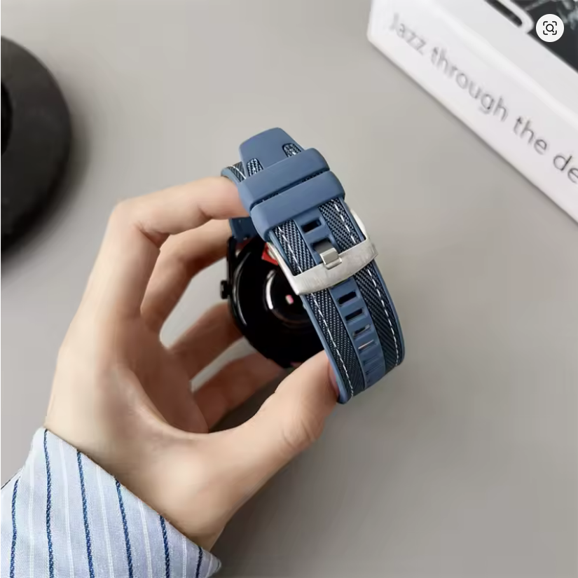 Μπέζ-Λευκό Λουράκι Σιλικόνης 20mm και για Samsung & Huawei Smart Watch