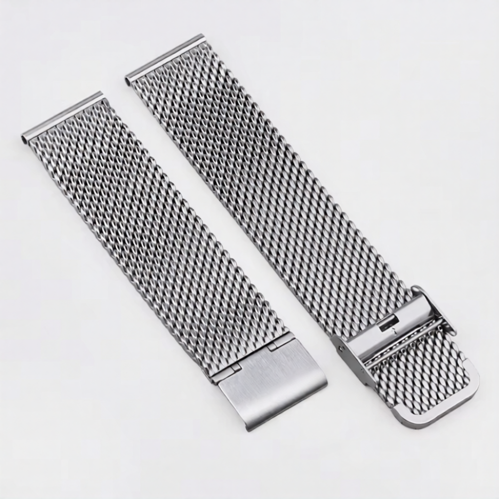 Παχύ Ασημί Λουράκι απο Ανοξείδωτο Ατσάλι Milanese 18mm Quick Release Με Απλό Κούμπωμα