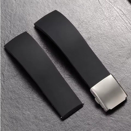 Μελανό Λουράκι Σιλικόνης Με Κούμπωμα Μονής Πεταλούδας 20mm Quick Release