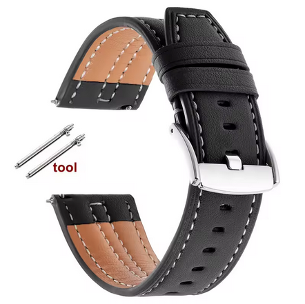 Δερμάτινο Λουράκι 22mm Μαλακό Απαλό Pilot Sporty Σε Μαύρο Quick Release