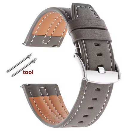 Δερμάτινο Λουράκι 22mm Μαλακό Απαλό Pilot Sporty Σε Γκρί Quick Release